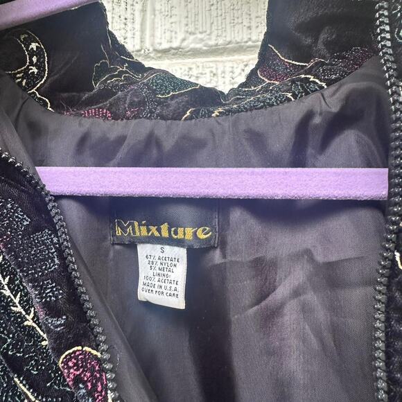 Vintage 90's Mixture Velvet Paisley Bomber Jacket - Picture 3 of 4